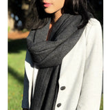 Charcoal Handloom  Cashmere Scarf | Ethical Style SLATE + SALT