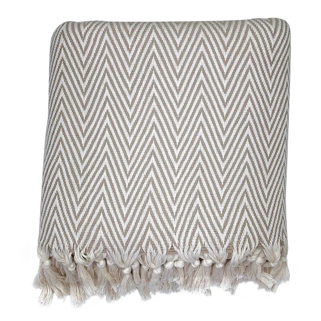 Chunky Chevron Turkish Throw | 100% Natural Fibers SLATE + SALT