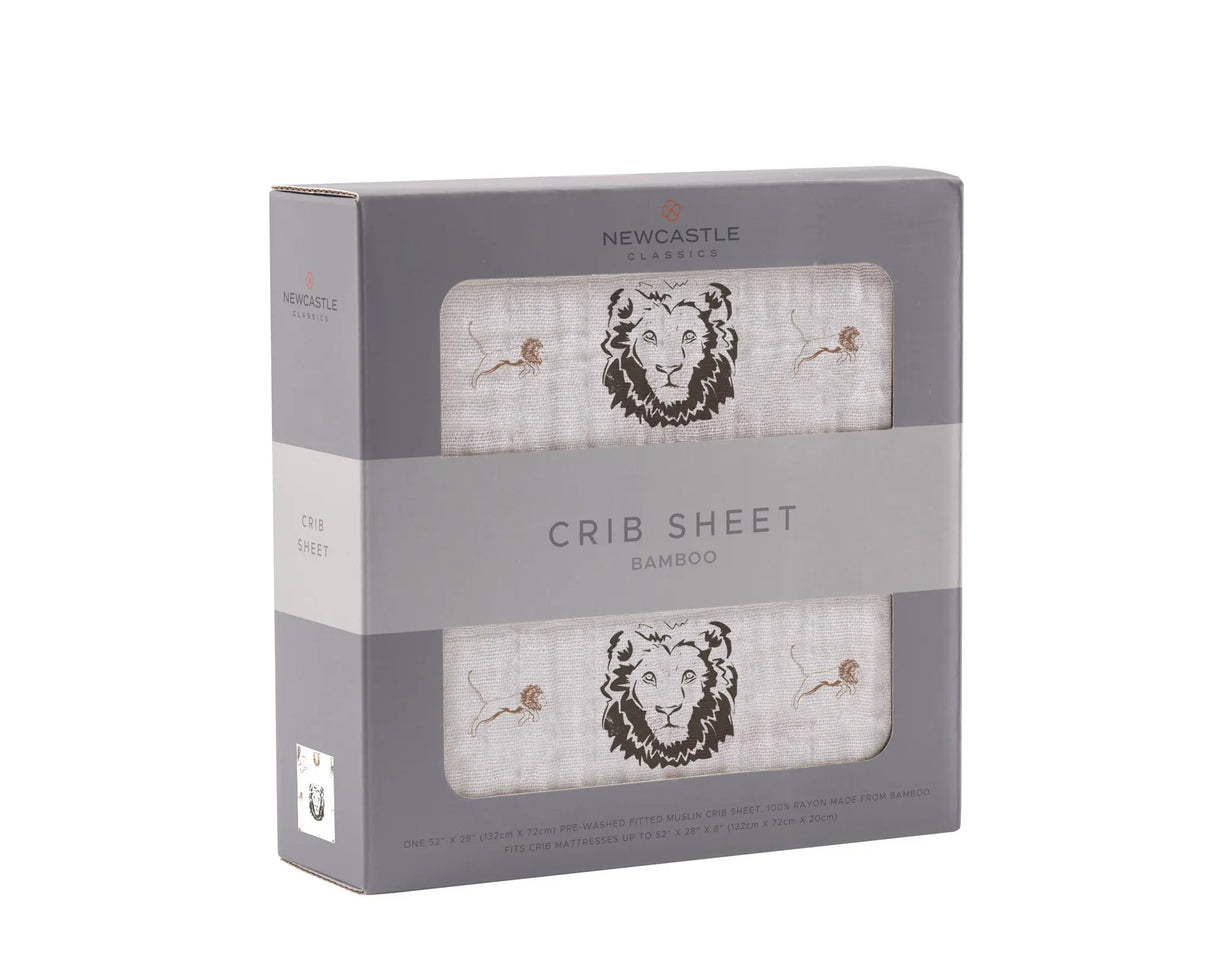 Crib Sheet | Bamboo Muslin - Hear Me Roar Lion Newcastle Classics