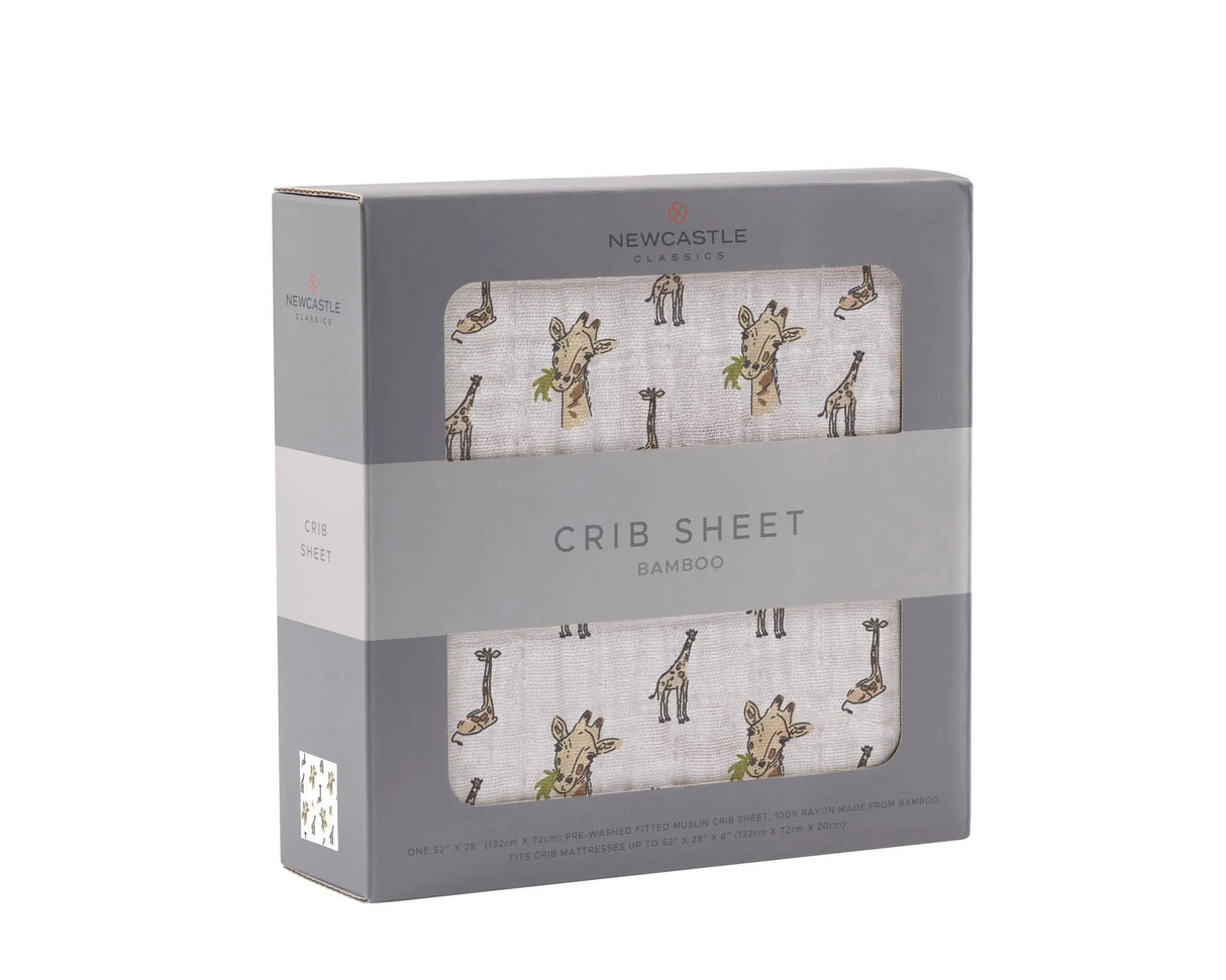 Crib Sheet | Bamboo Muslin - Hungry Giraffe Newcastle Classics