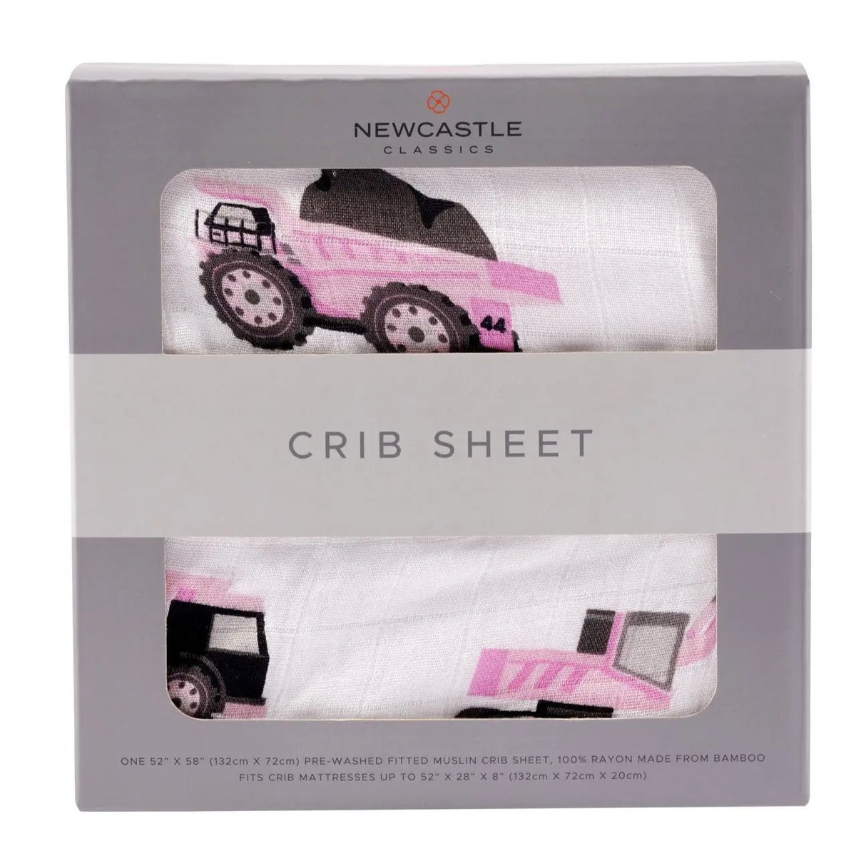 Crib Sheet | Bamboo Muslin - Pink Digger Newcastle Classics