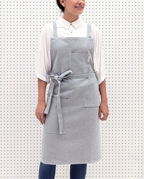 Cross back Bib Apron / Blue MEEMA