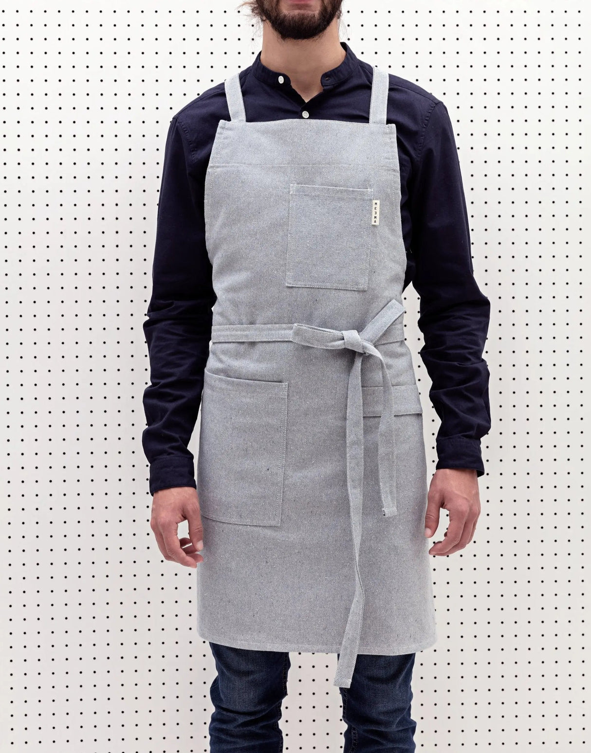 Cross back Bib Apron / Blue MEEMA