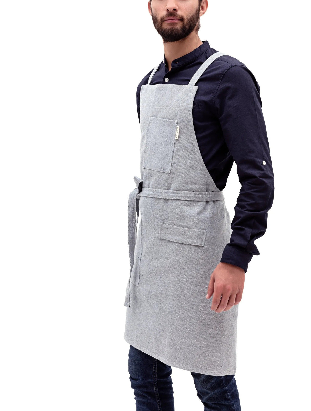 Cross back Bib Apron / Blue MEEMA