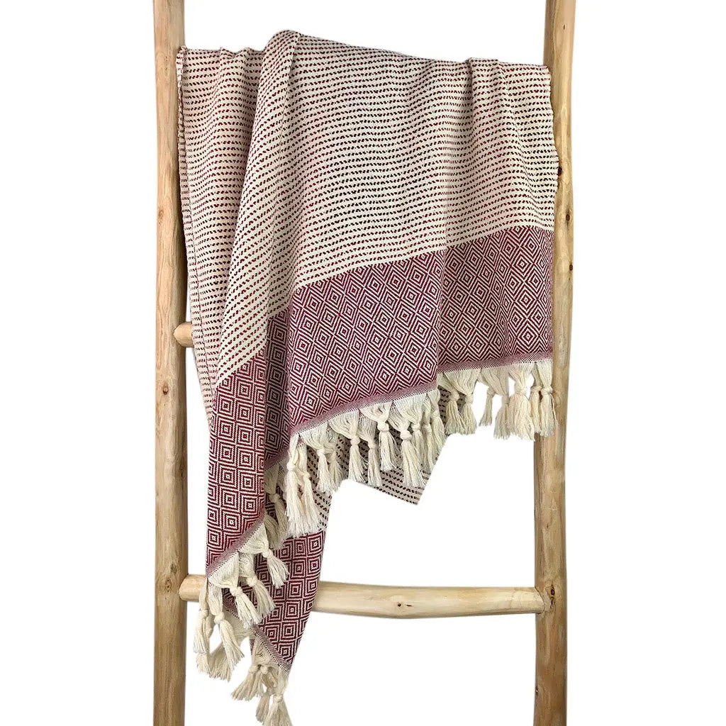 Diamond Stripe Turkish Towel | 100% Natural Fibers SLATE + SALT