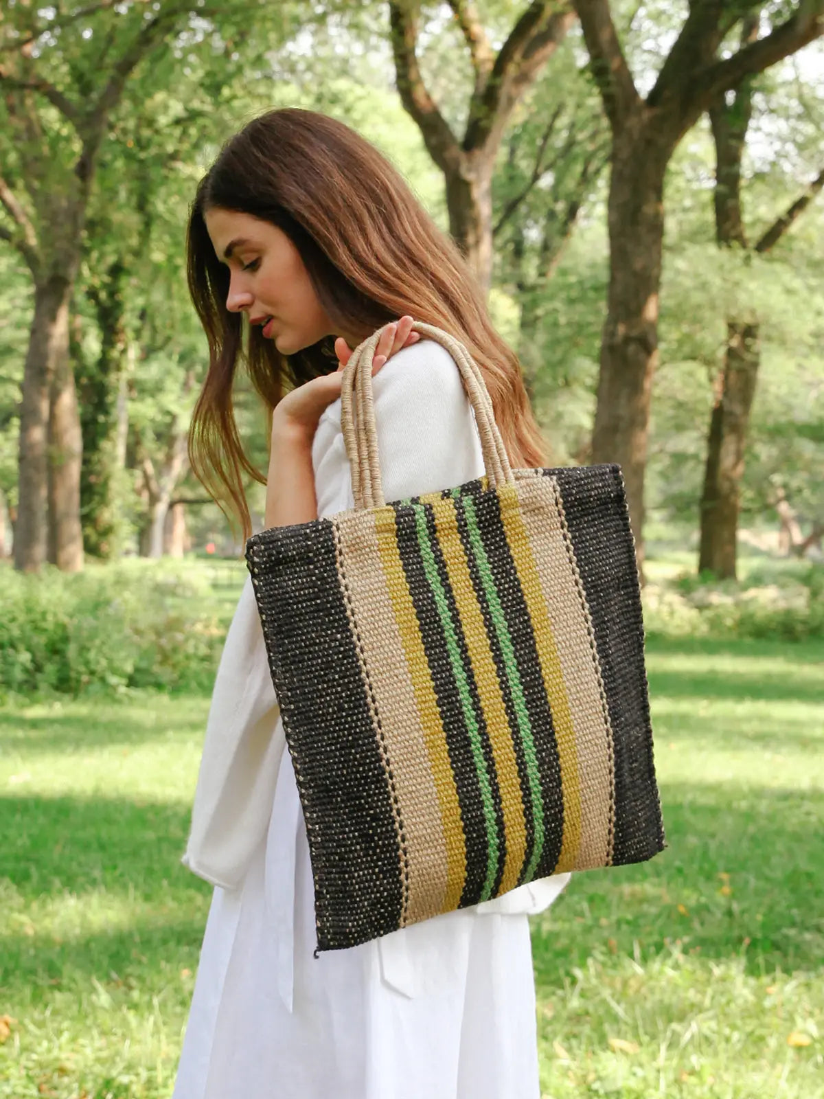 Dora Jute Tote Bag - Multi Navy | Artisan Handmade KORISSA