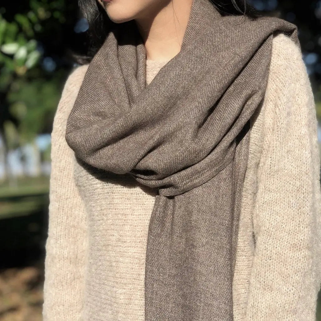 Espresso Handloom Cashmere Scarf | Ethical Style SLATE + SALT