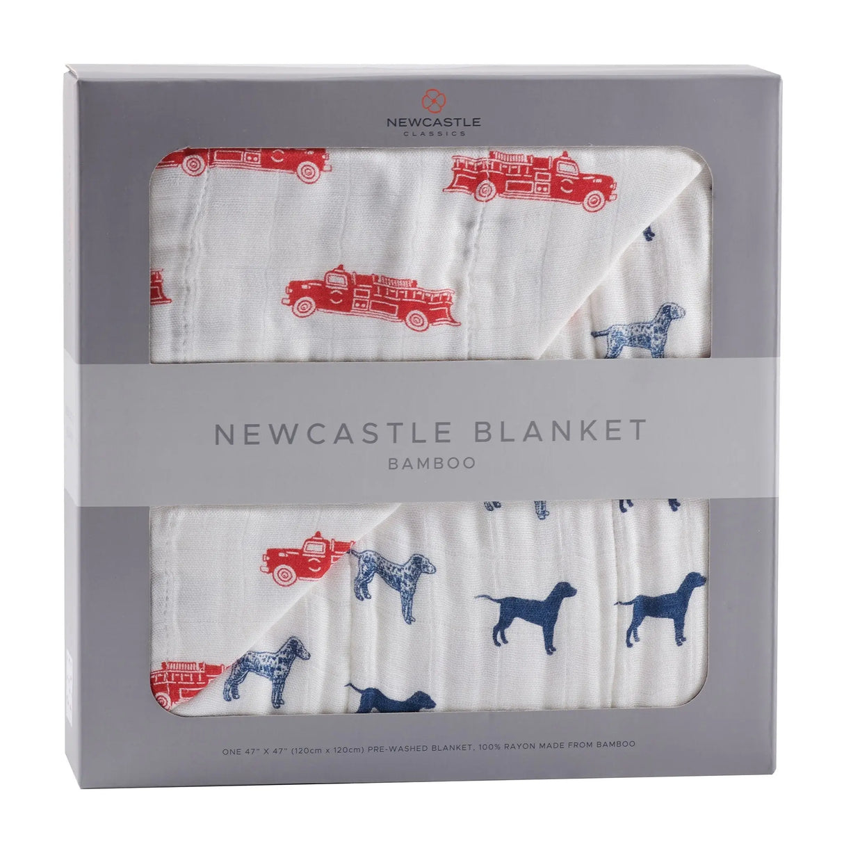 Fire Truck and Dalmatian Bamboo Muslin Newcastle Blanket Newcastle Classics