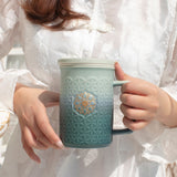 Purifying Ceramic Tea Mug with Infuser 16 oz | Flower of Life -3