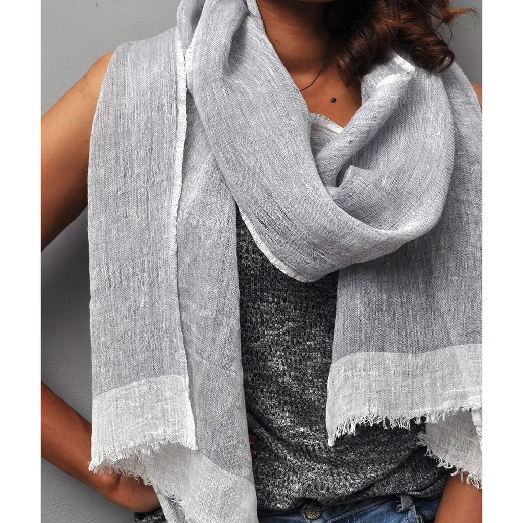 Gauze Linen Two Tone Scarf | Ethical Style SLATE + SALT