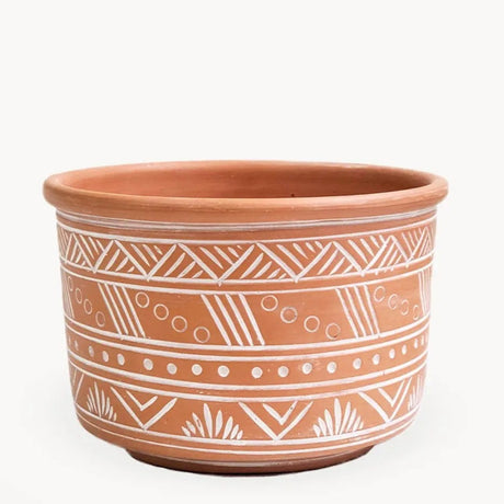 Hand Etched Terracotta Pot - Large KORISSA