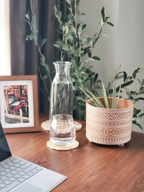 Hand Etched Terracotta Pot - Small KORISSA