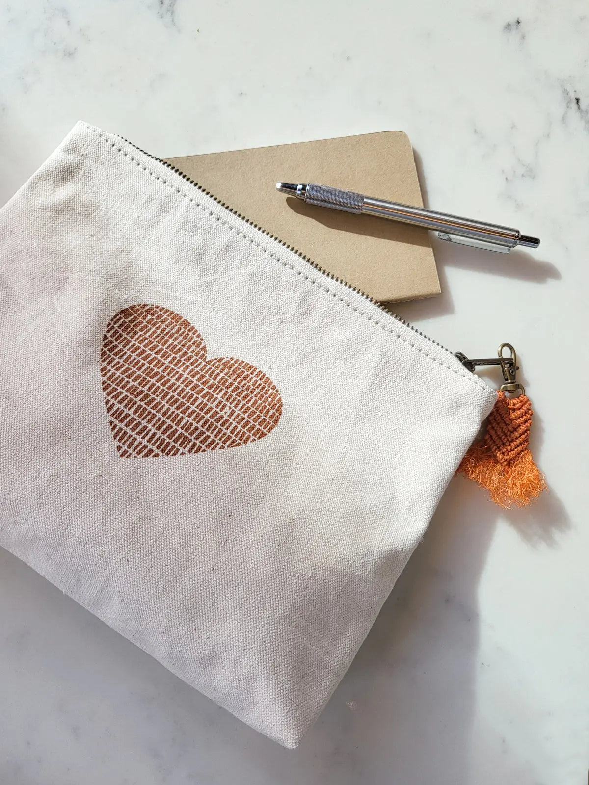 Hand Screen Printed Cotton Canvas Pouch - Love KORISSA