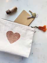 Hand Screen Printed Cotton Canvas Pouch - Love KORISSA