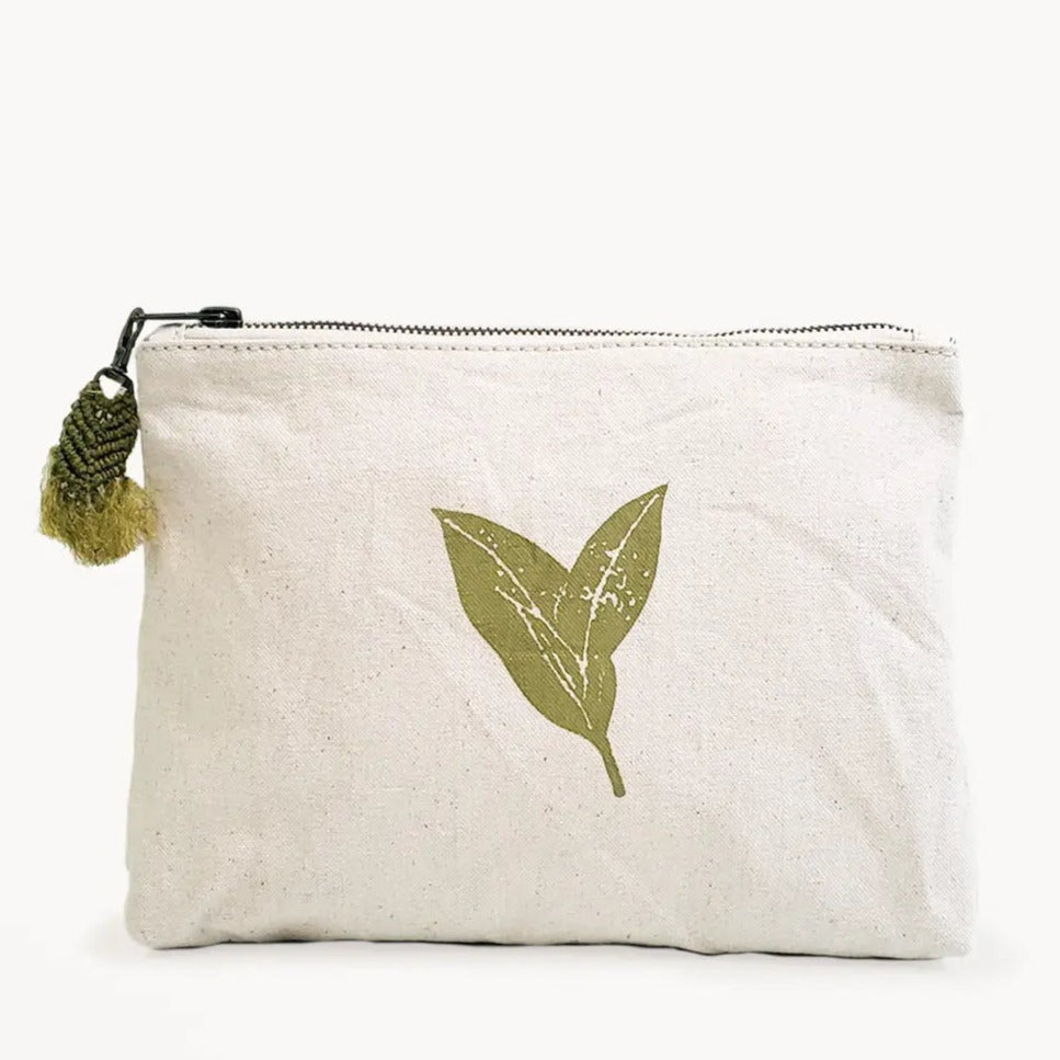 Hand Screen Printed Cotton Canvas Pouch - Nature KORISSA