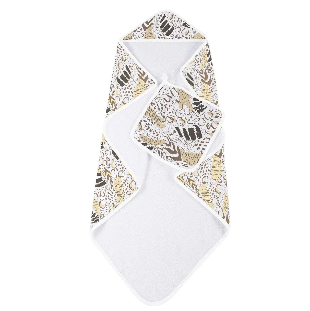 Hooded Towel & Washcloth Set | Bamboo Muslin - Animal Print Newcastle Classics