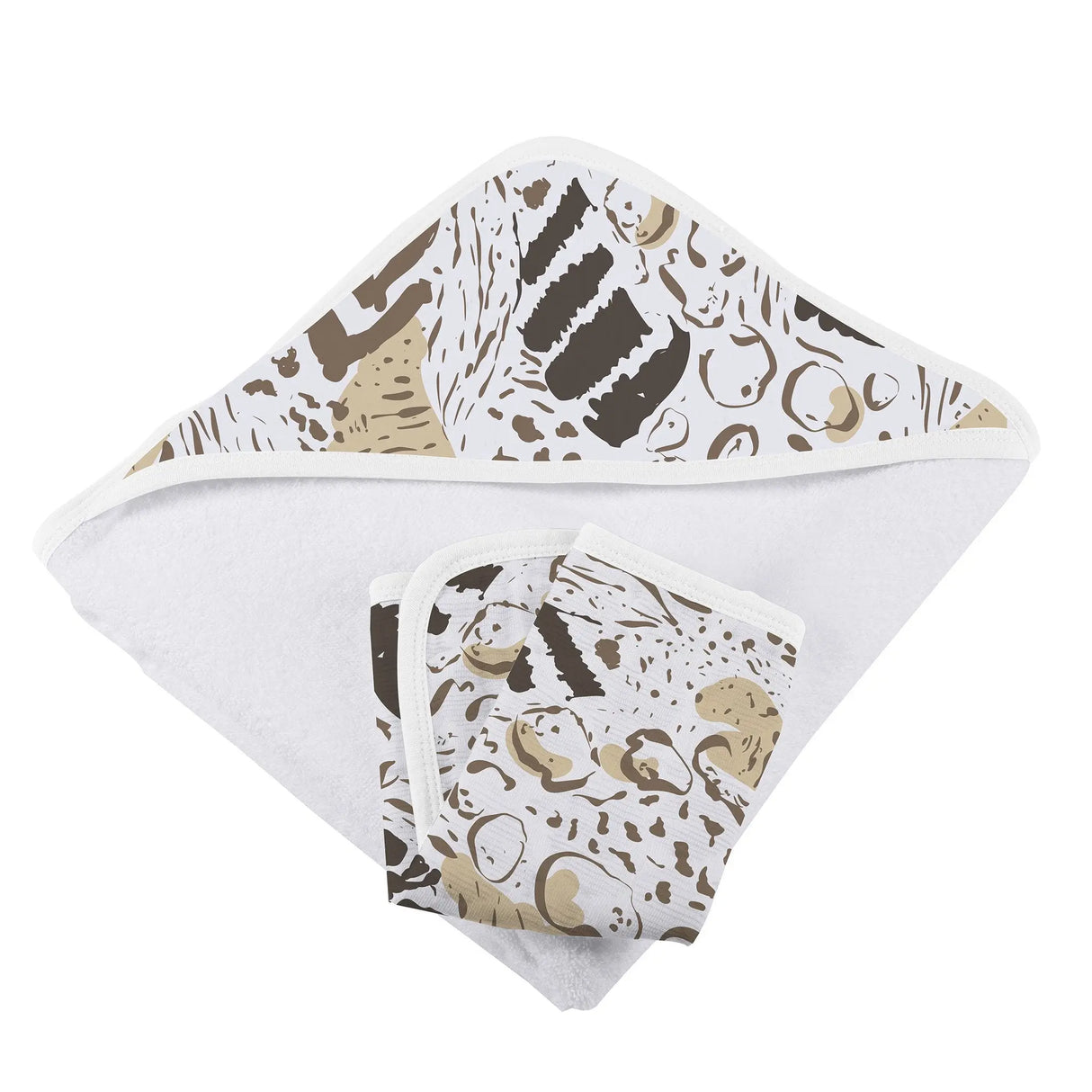 Hooded Towel & Washcloth Set | Bamboo Muslin - Animal Print Newcastle Classics