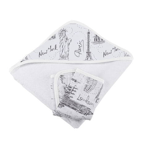 Hooded Towel & Washcloth Set | Bamboo Muslin - London, Paris, New York Newcastle Classics