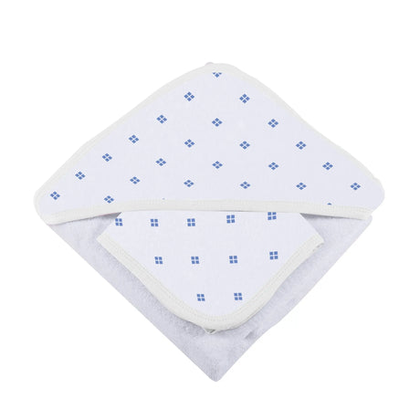 Hooded Towel & Washcloth Set | Bamboo Muslin - Periwinkle Diamond Newcastle Classics