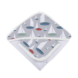 Hooded Towel & Washcloth Set | Bamboo Muslin - Sailboats Newcastle Classics