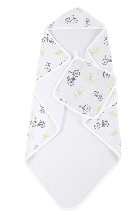 Hooded Towel & Washcloth Set | Bamboo Muslin - Vintage Bicycle Newcastle Classics