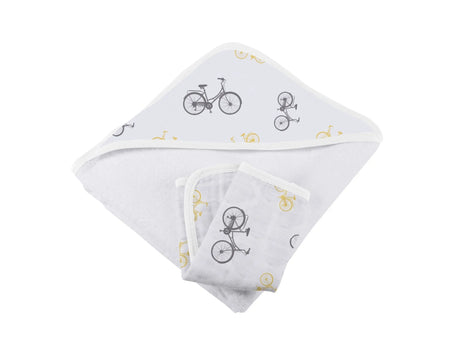 Hooded Towel & Washcloth Set | Bamboo Muslin - Vintage Bicycle Newcastle Classics