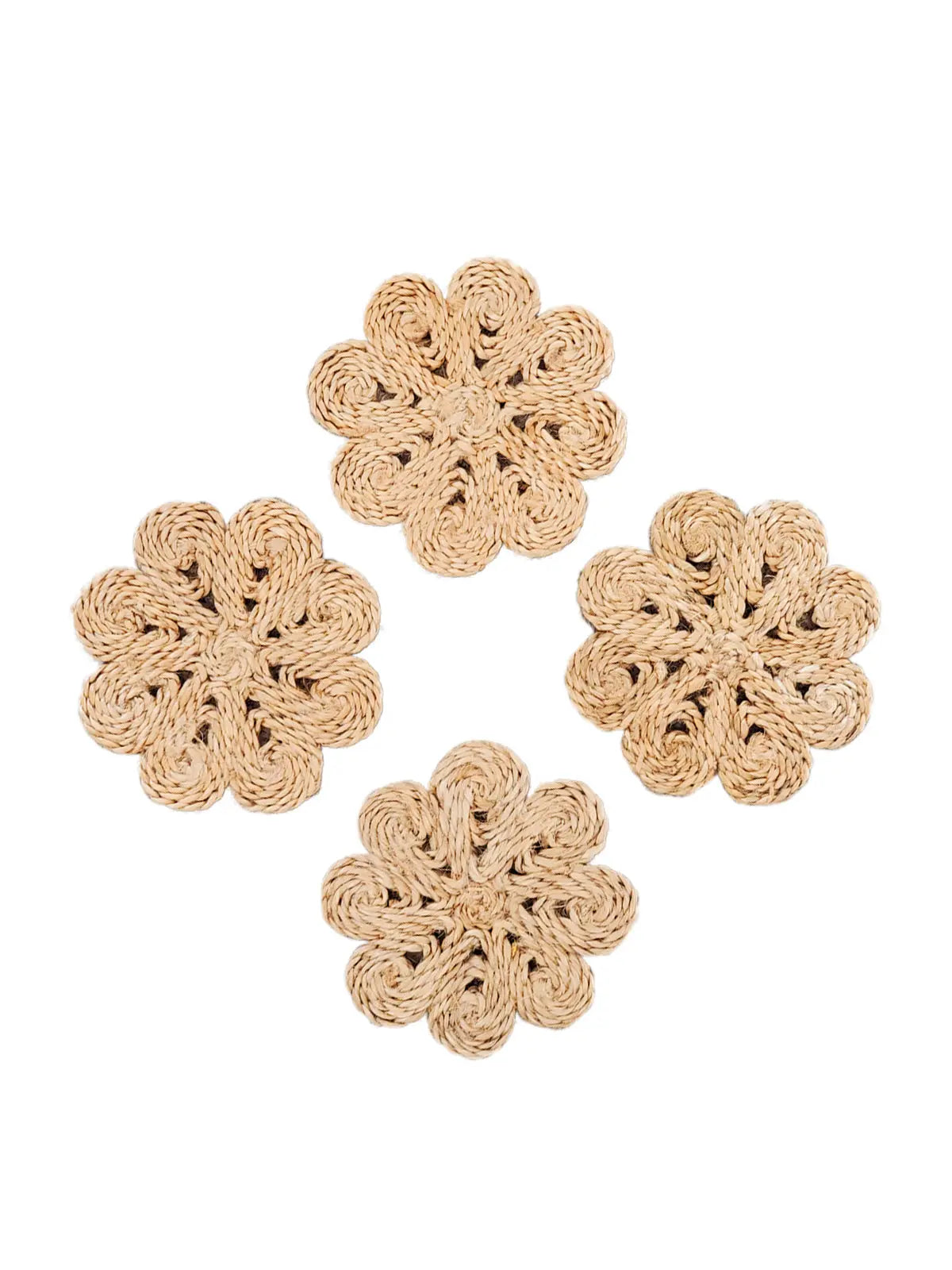 Jute Flower Drink Coaster (Set of 4) KORISSA