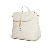 White Handwoven Mini Backpack | Vegan Leather-4
