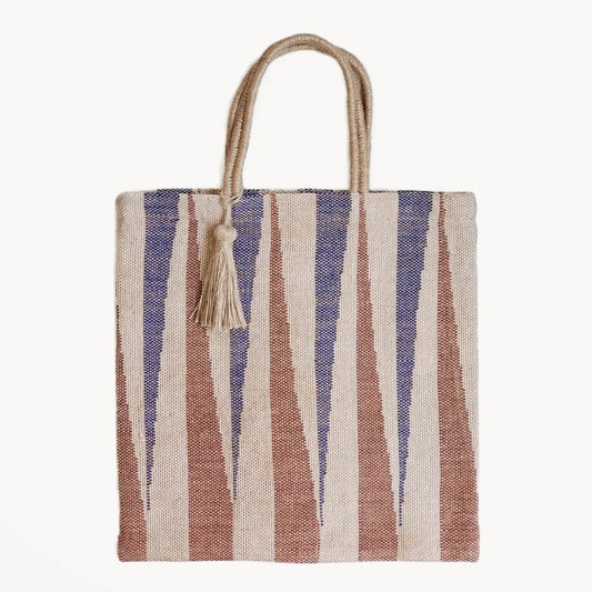 Navy & Red Striped Jute Tote Bag : the George Bush Museum Store