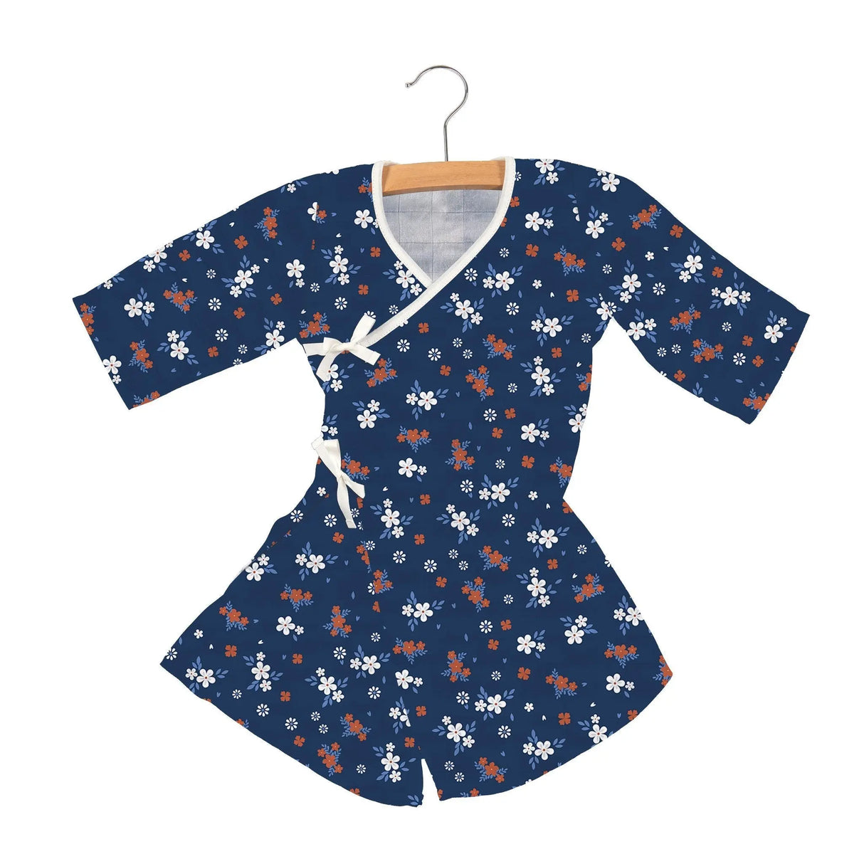 Mini Wrap Dress | Bamboo Muslin - Navy Floral Newcastle Classics