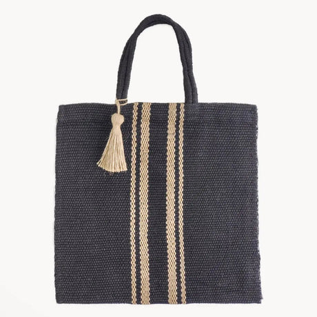 Naya Jute Tote Bag - Black | Artisan Handmade KORISSA