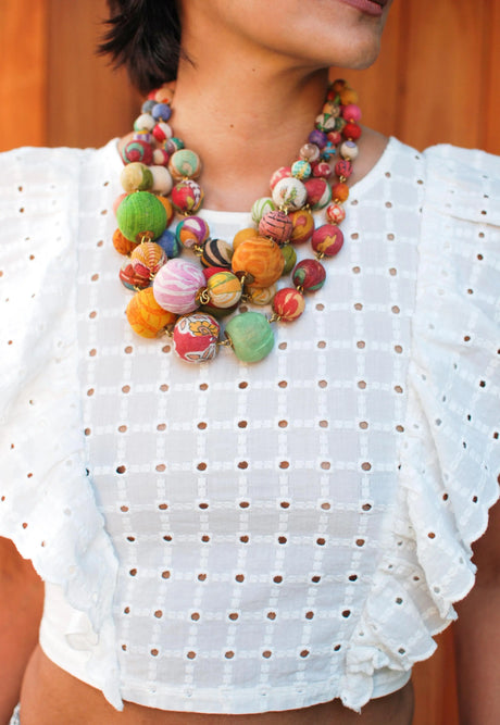 Necklace | Artisan Kantha Jewelry Orb Sumiye Co