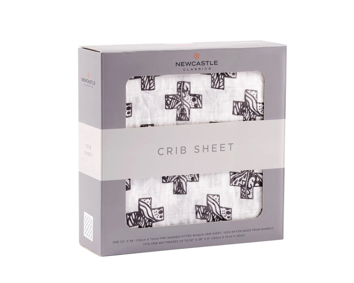 Nordic Stamp Bamboo Muslin Crib Sheet Newcastle Classics