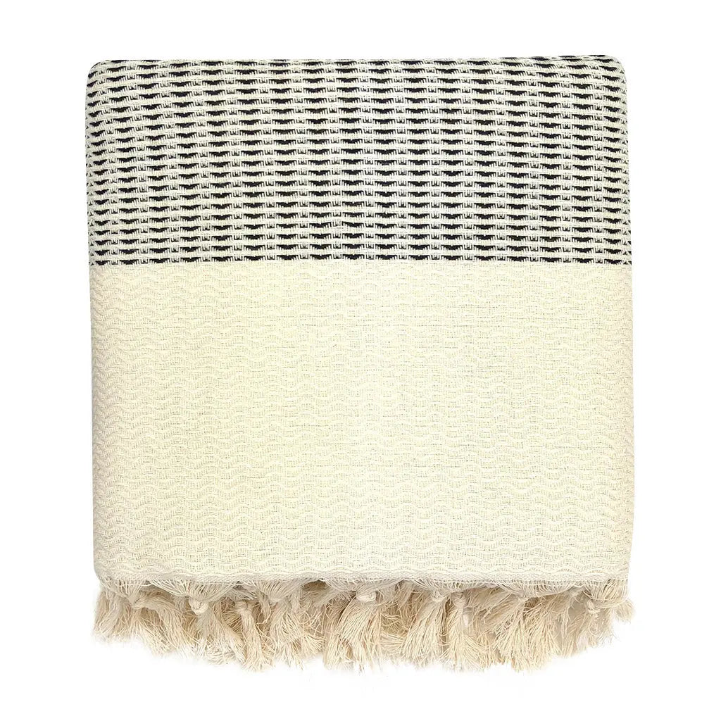 Plush Wavy Turkish Throw | 100% Natural Fibers SLATE + SALT