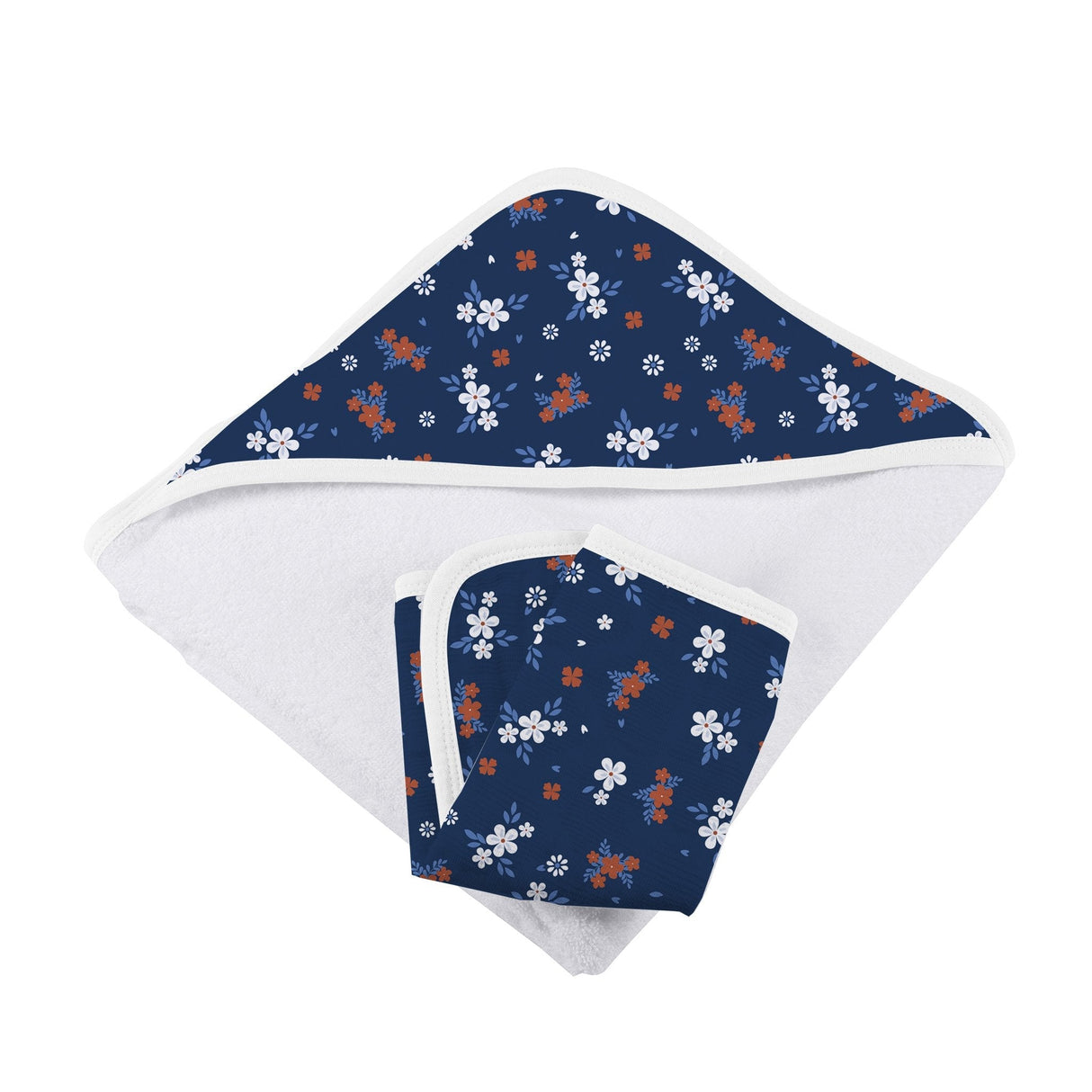 Serenity Floral Bamboo Hooded Towel and Washcloth Set-2