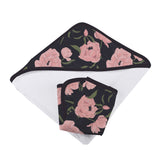 Hooded Towel & Washcloth Set | Bamboo Muslin - Peonies Hooded -4