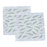 Security Blanket 2PK | Bamboo Fabric - Blue Whales Newcastle Classics