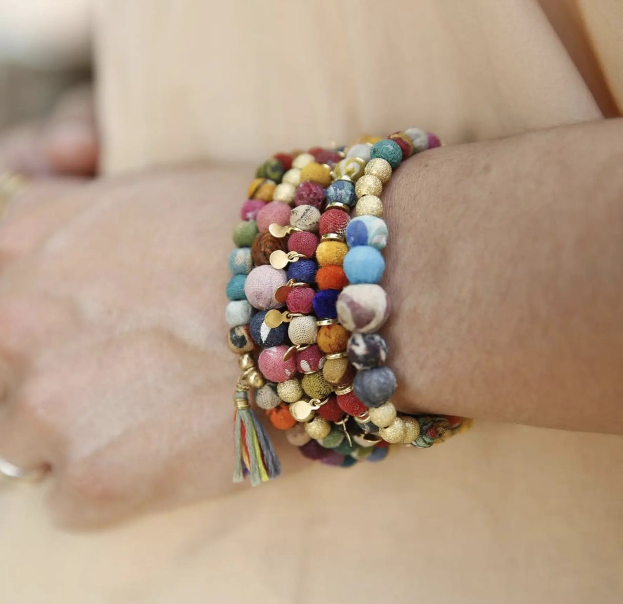 Stackable Bracelet | Artisan Kantha Jewelry Kai Tassel Sumiye Co