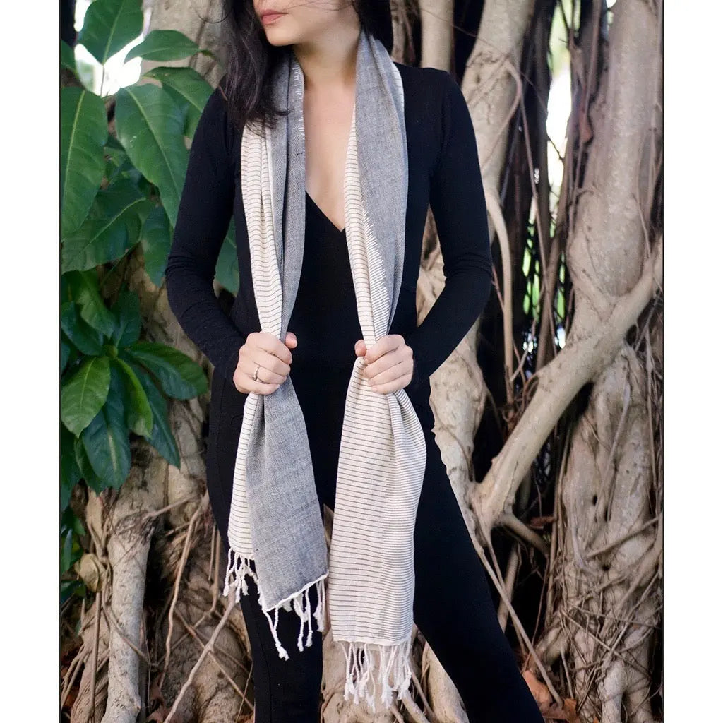 Striped Organic Cotton Scarf | Ethical Style SLATE + SALT