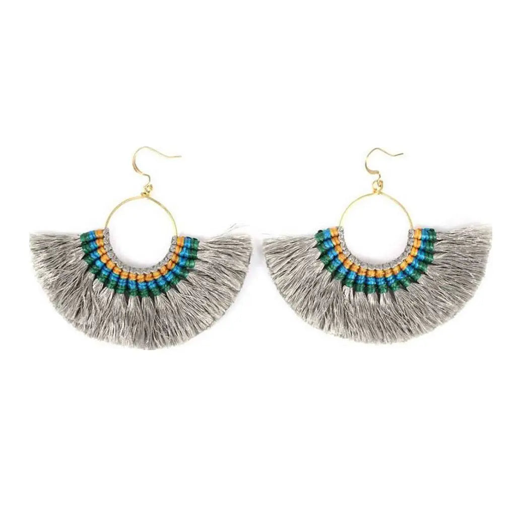 Tassel Fan Earrings Hmong Tribe