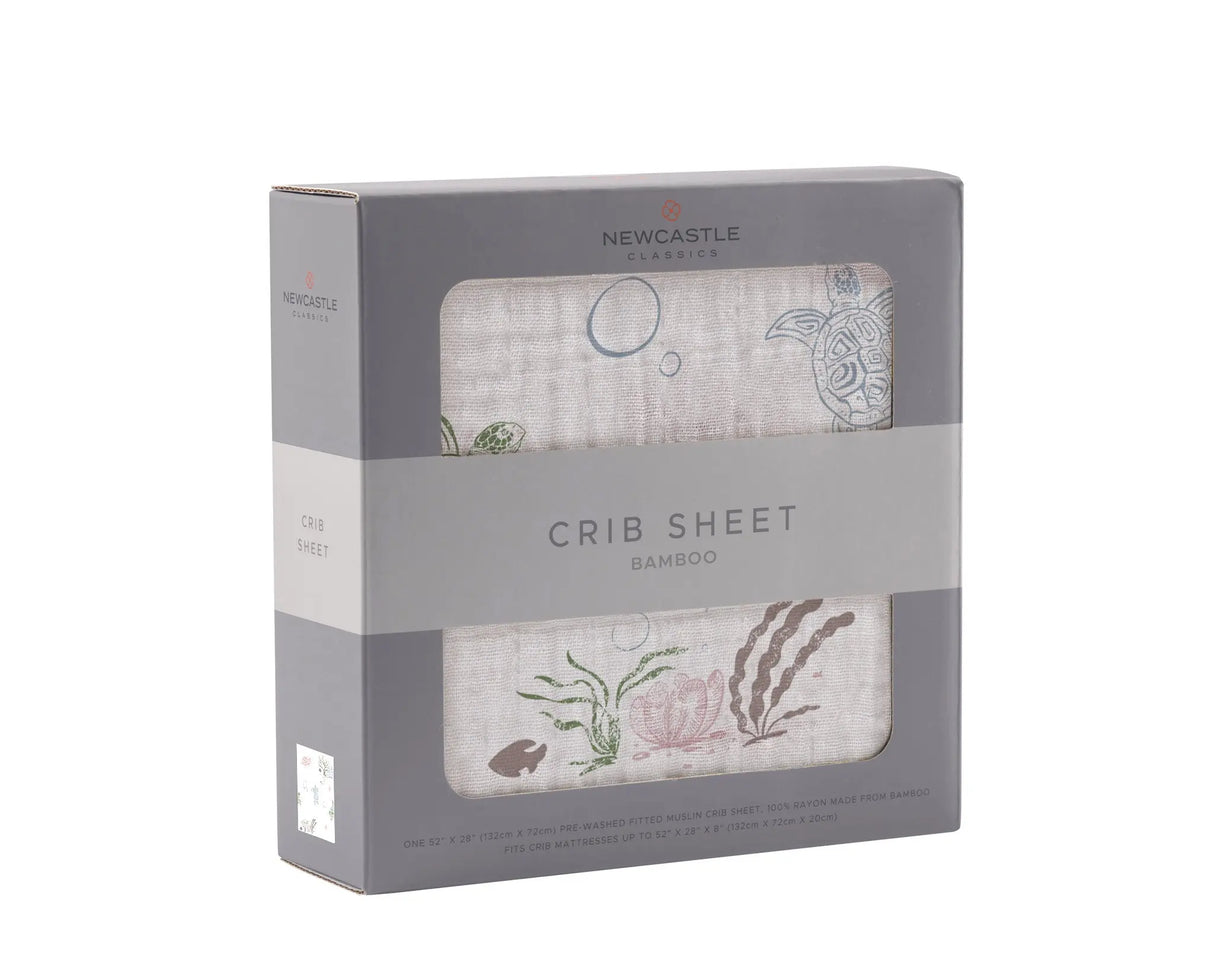 Turtles Bamboo Muslin Crib Sheet Newcastle Classics