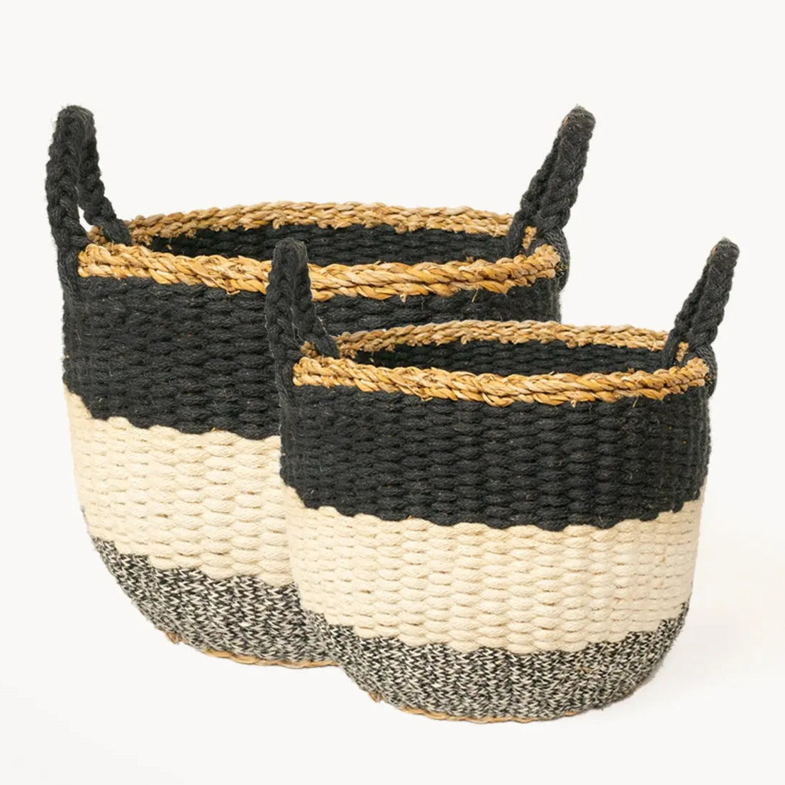 Ula Stripe Basket - Black KORISSA