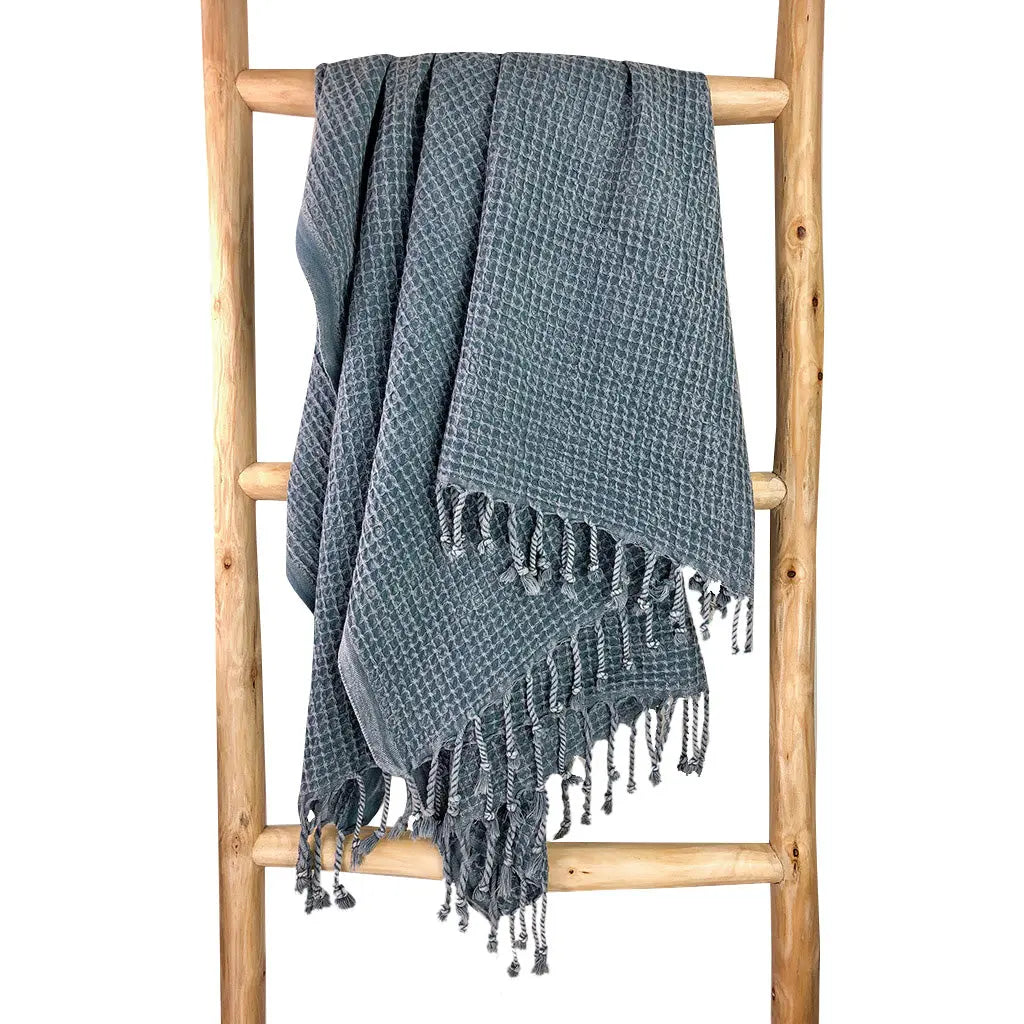 Waffle Weave Turkish Towel | 100% Natural Fibers SLATE + SALT