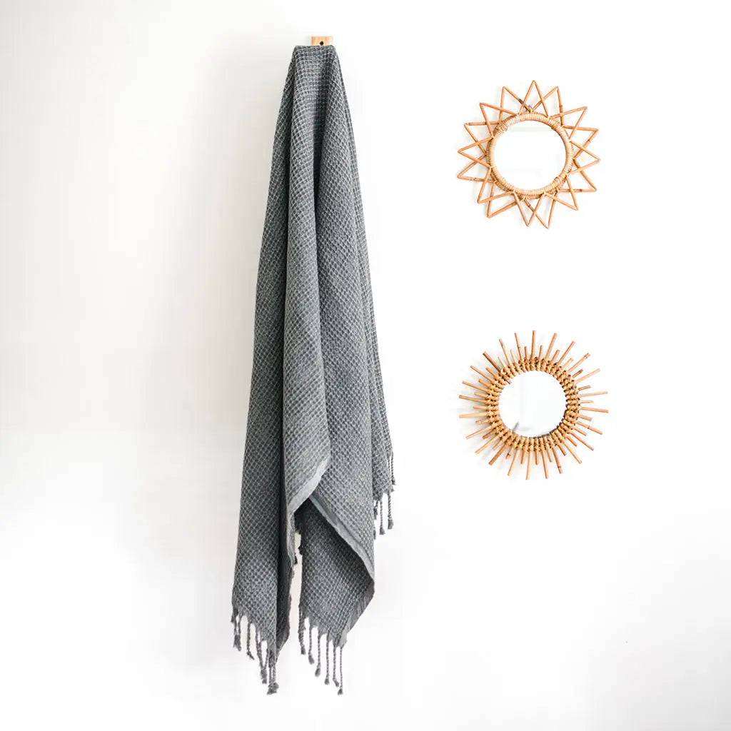 Waffle Weave Turkish Towel | 100% Natural Fibers SLATE + SALT