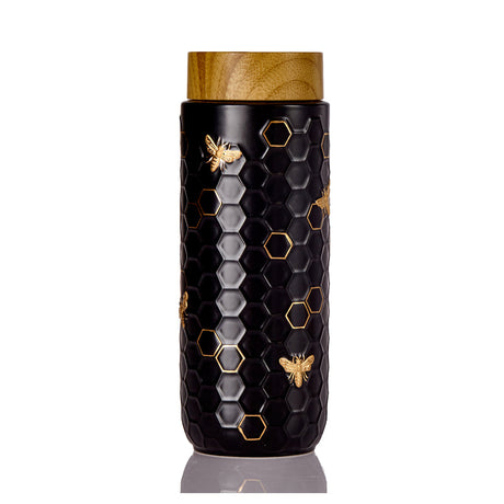 Ceramic Travel Mug | Honey Bee  - Hand Painted Gold (16 oz)-0