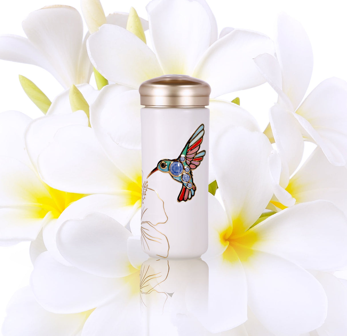 Ceramic Travel Mug | Hummingbird - Hand Painted (12 oz) -3