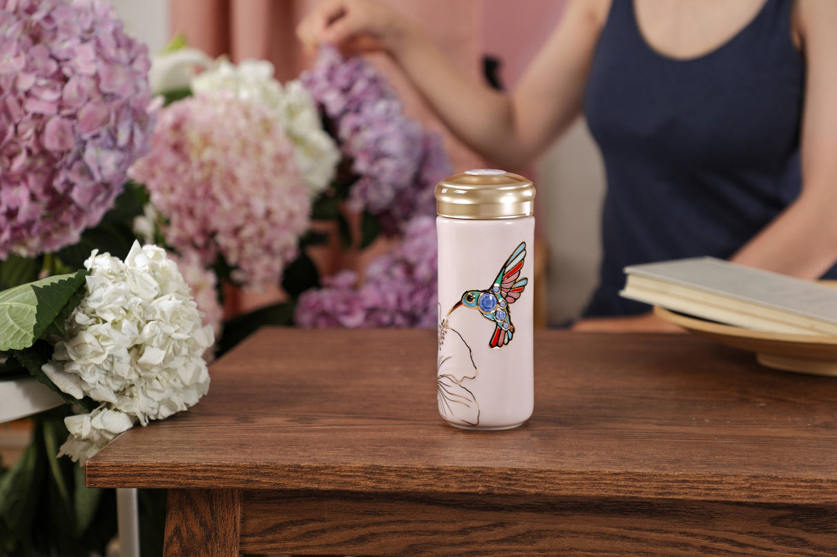 Ceramic Travel Mug | Hummingbird - Hand Painted (12 oz) -10