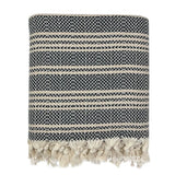 Woven Stripe Turkish Throw | 100% Natural Fibers SLATE + SALT