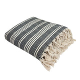 Woven Stripe Turkish Throw | 100% Natural Fibers SLATE + SALT