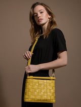 Mustard Handwoven Bag | Vegan Leather-1